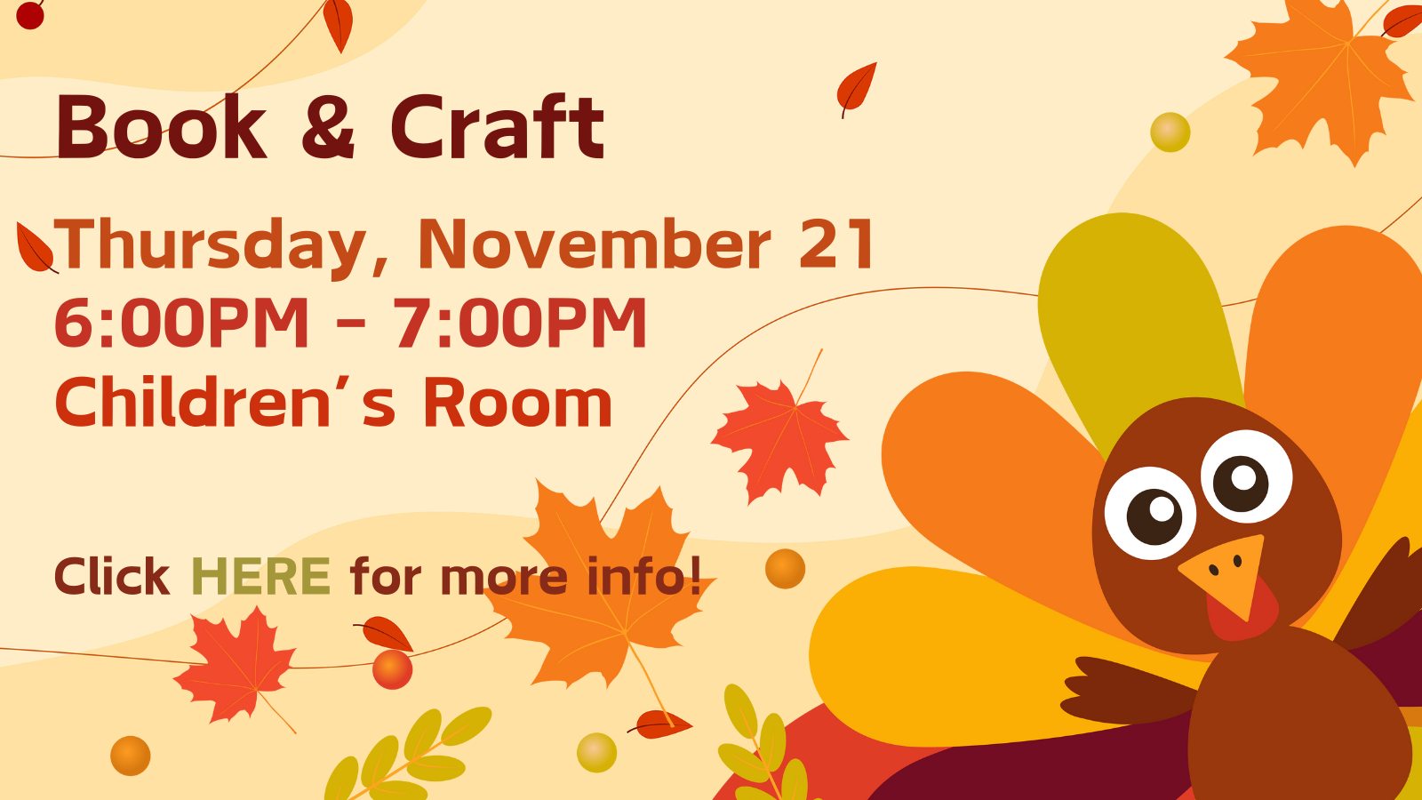 Come make a fun craft to show off on Thanksgiving!